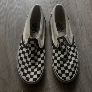 Vans Women’s Slip-On Checkerboard Black and White Sneakers